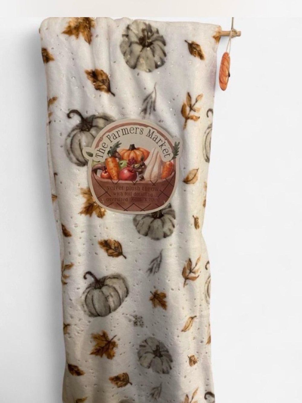 Fall Sparkly Blanket - Cream Pumpkin Print